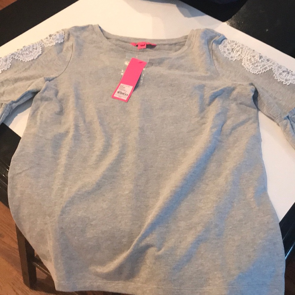 Lilly Pulitzer heathered seaside grey top sz M